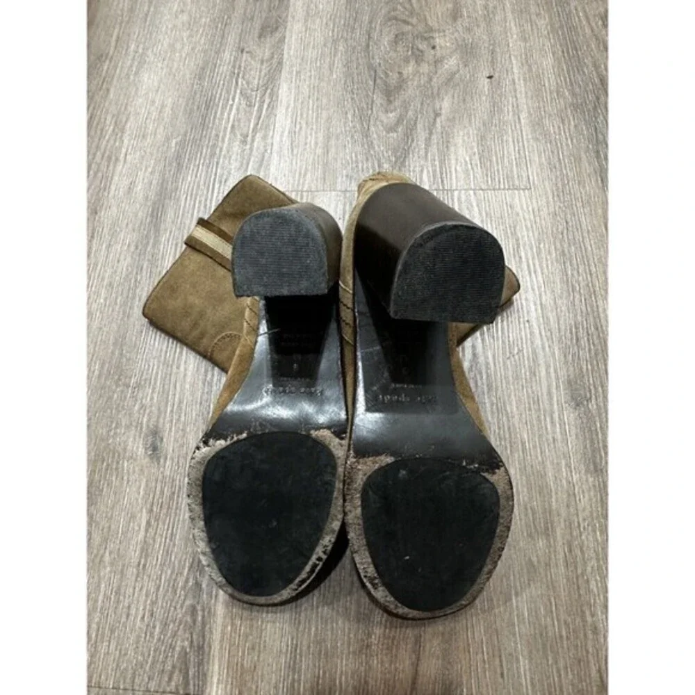 KATE SPADE New York BAISE bootie SIZE 9 M Block Heel Suede Leather Tobacco Brown